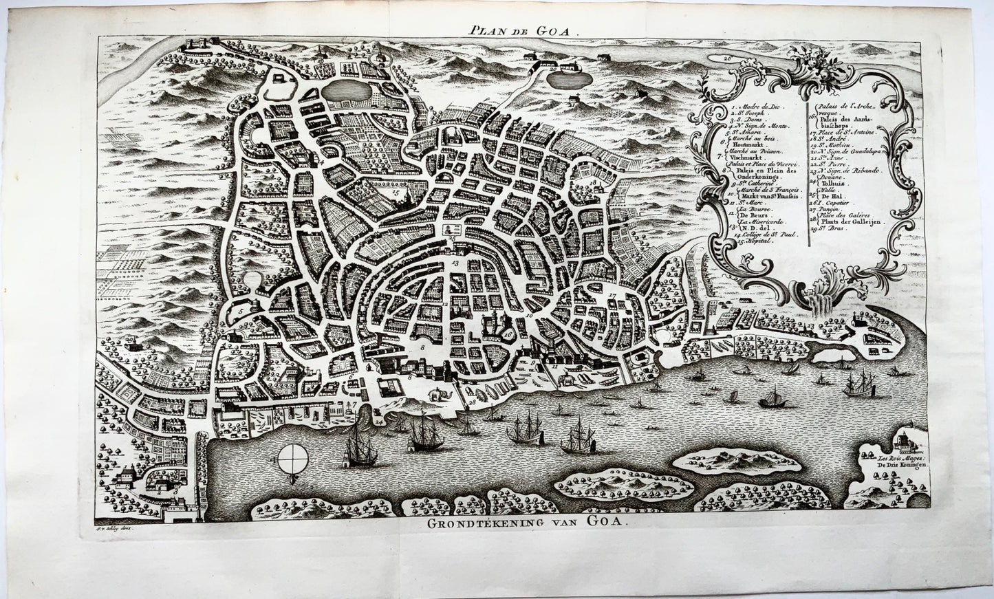 1770c Jakob van der Schley, antique map chart of Goa, India