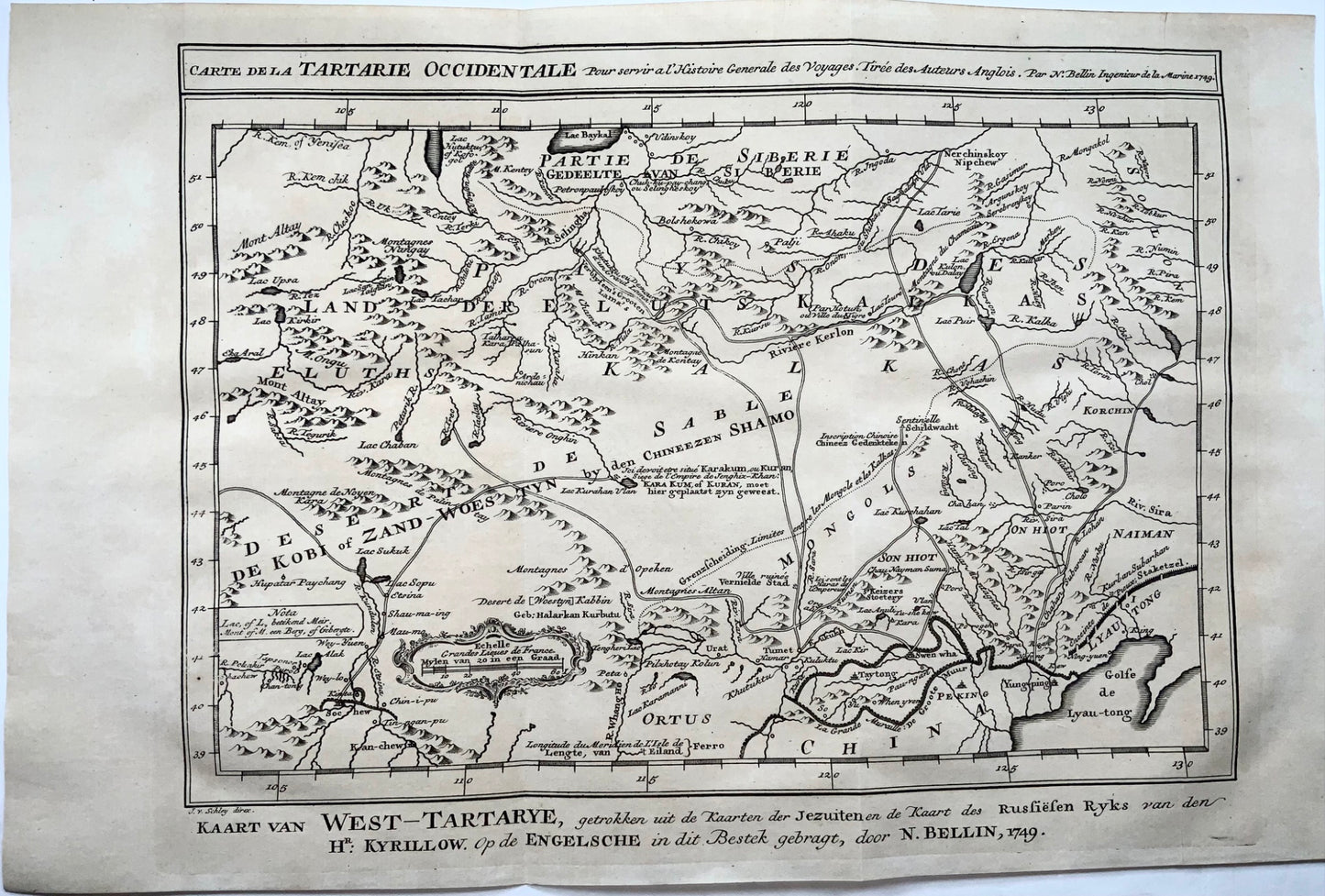 1758 Schley, Map of Eastern Tartary and the Gobi Desert