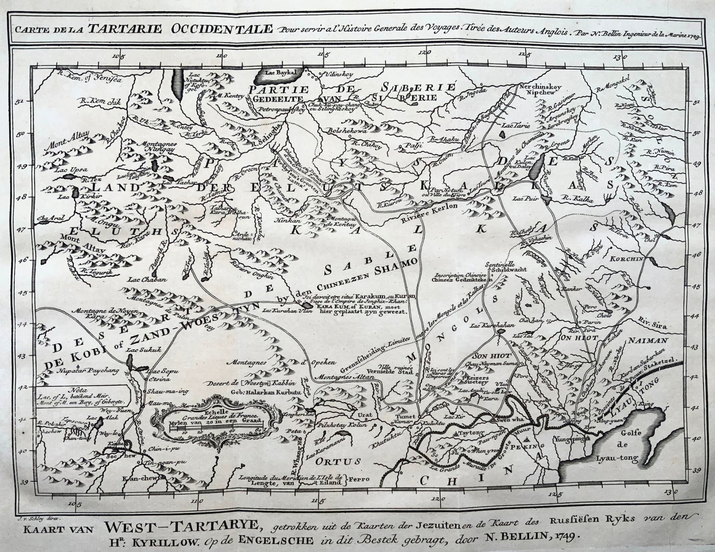 1758 Schley, Map of Eastern Tartary and the Gobi Desert