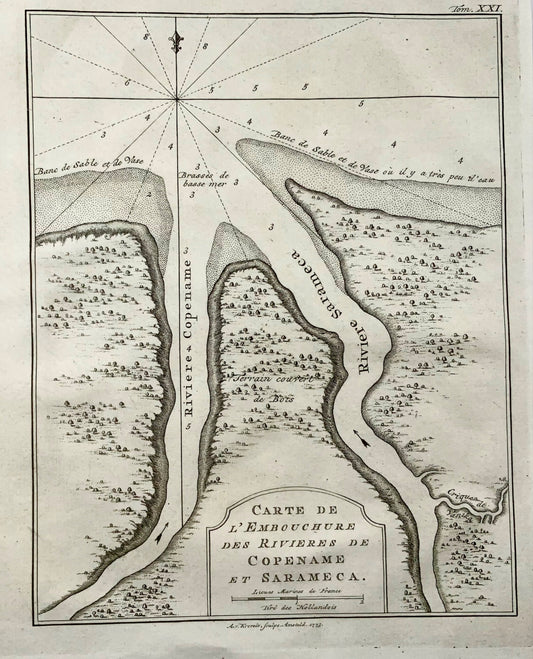 1758 Map of Courantyne River, Guyana & Suriname, Krevelt