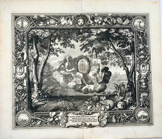1679 Summer, double page allegorical tapestry engraving, Le Brun; Le Clerc, bota