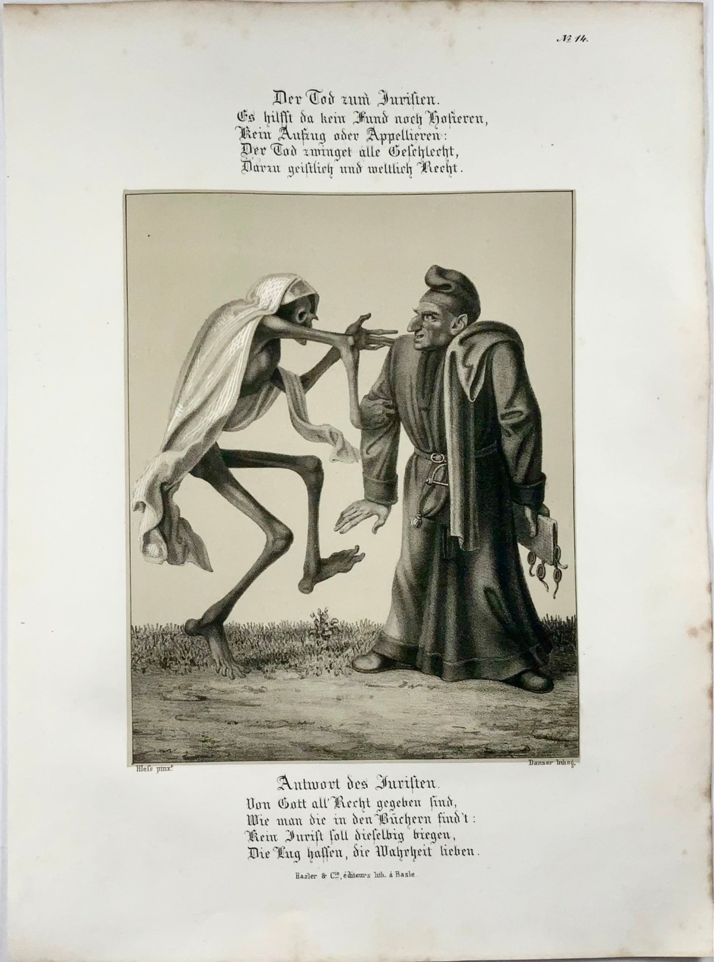 1830 H. Hess, Dance of Death, Memento Mori, Lawyer