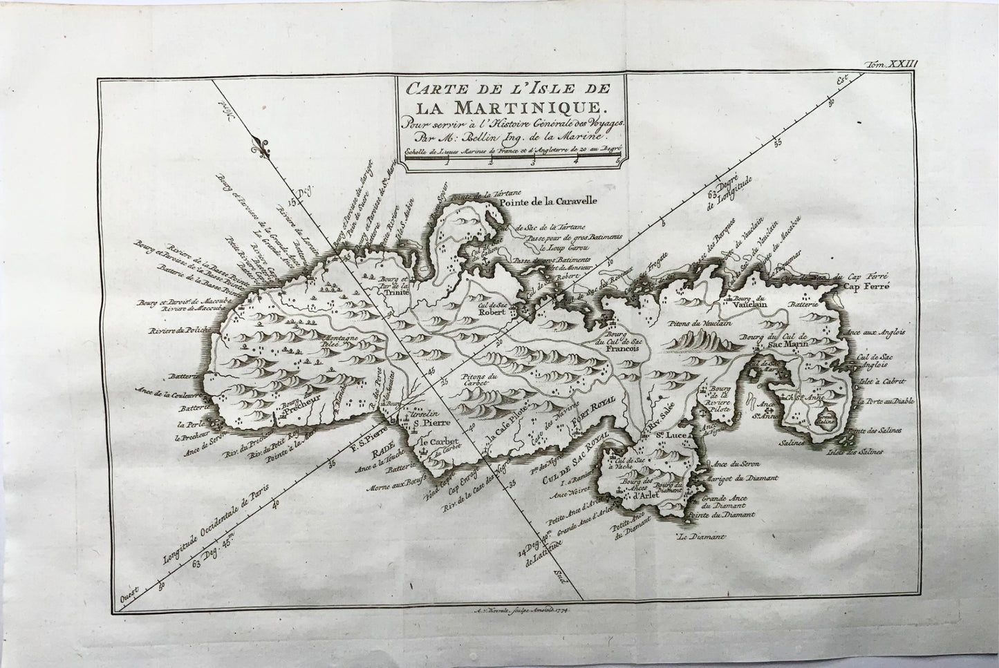 1776 A. Krevelt, Bellin, Isle de Martinique, Pirate haven, map