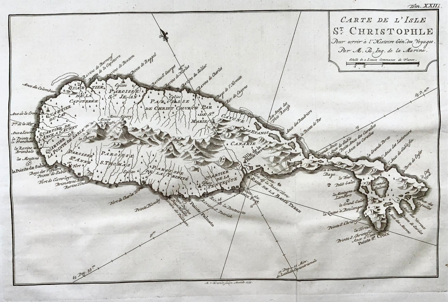 1776 A. Krevelt, Bellin, Carte de St. Cristophle, St. Kitts, map