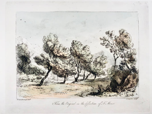1819 Th. Gainsborough, landscape, large folio soft ground etching, wash