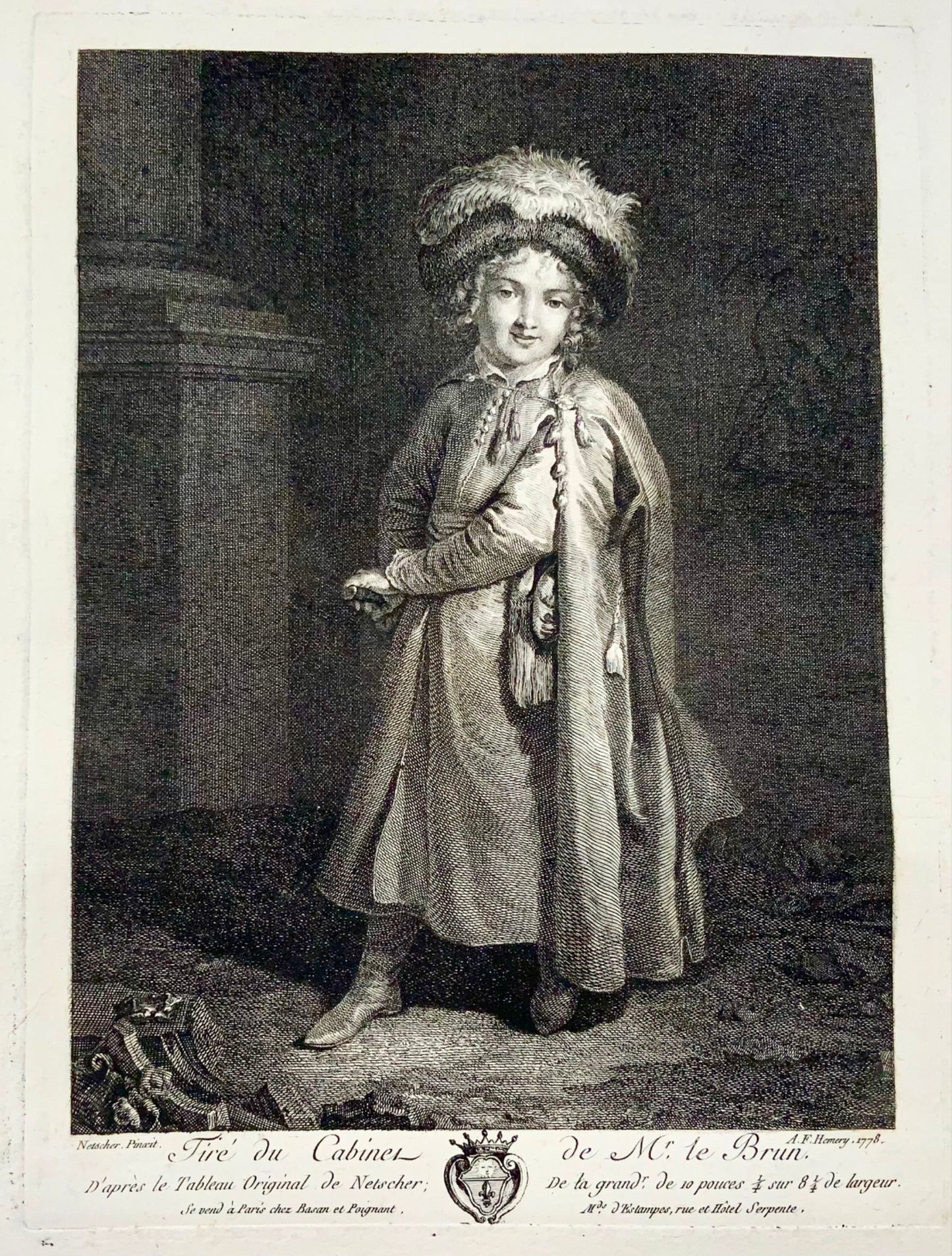 1778 Young Armenian, A.F. Henry after Netscher, folio copper engraving