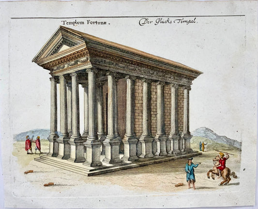 1676 Joh. Sandrart, The Temple of Portunus, Rome, copper engraving,