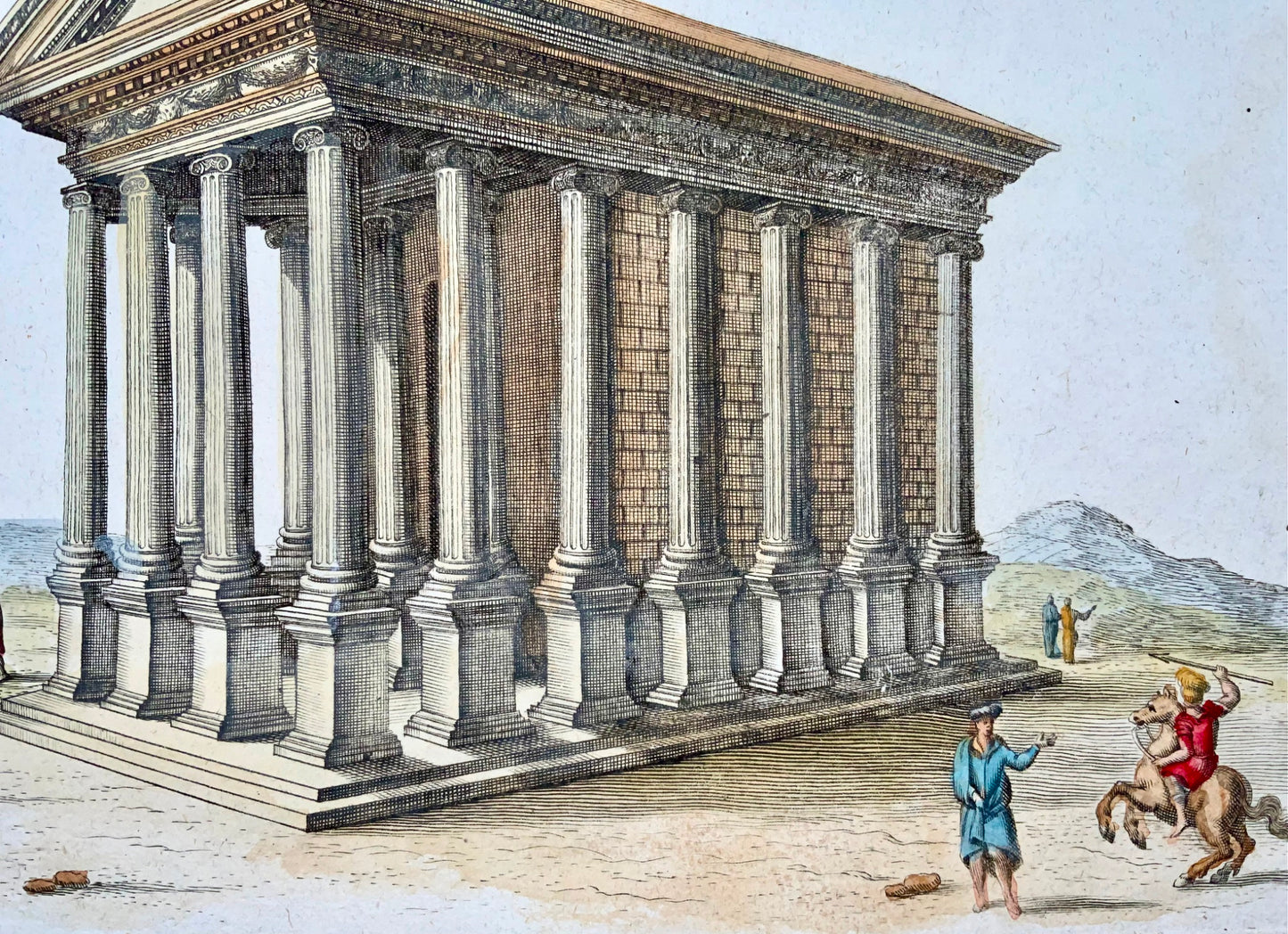 1676 Joh. Sandrart, The Temple of Portunus, Rome, copper engraving,