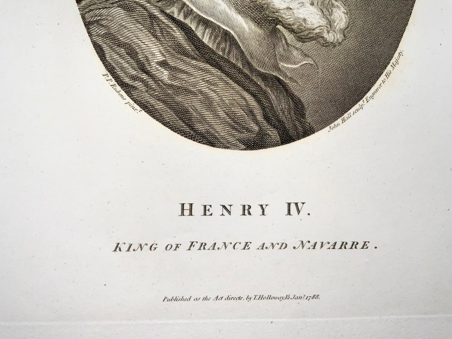 1788 Henry IV of France, after Ruben by Hall, folio copper engraving