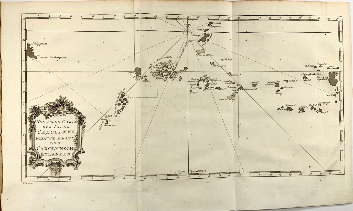 1757 Schley, map of the Caroline Islands, Western Pacific Ocean