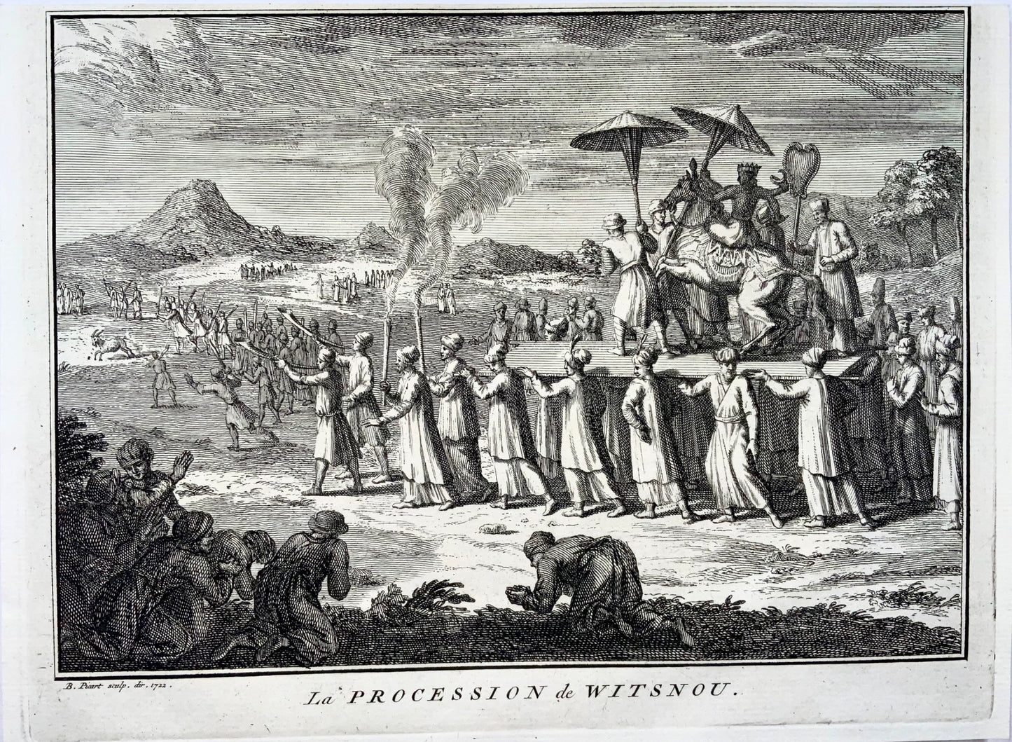 1723 Procession de Witsnou, Hinduism, Bernard Picart, copper engraving