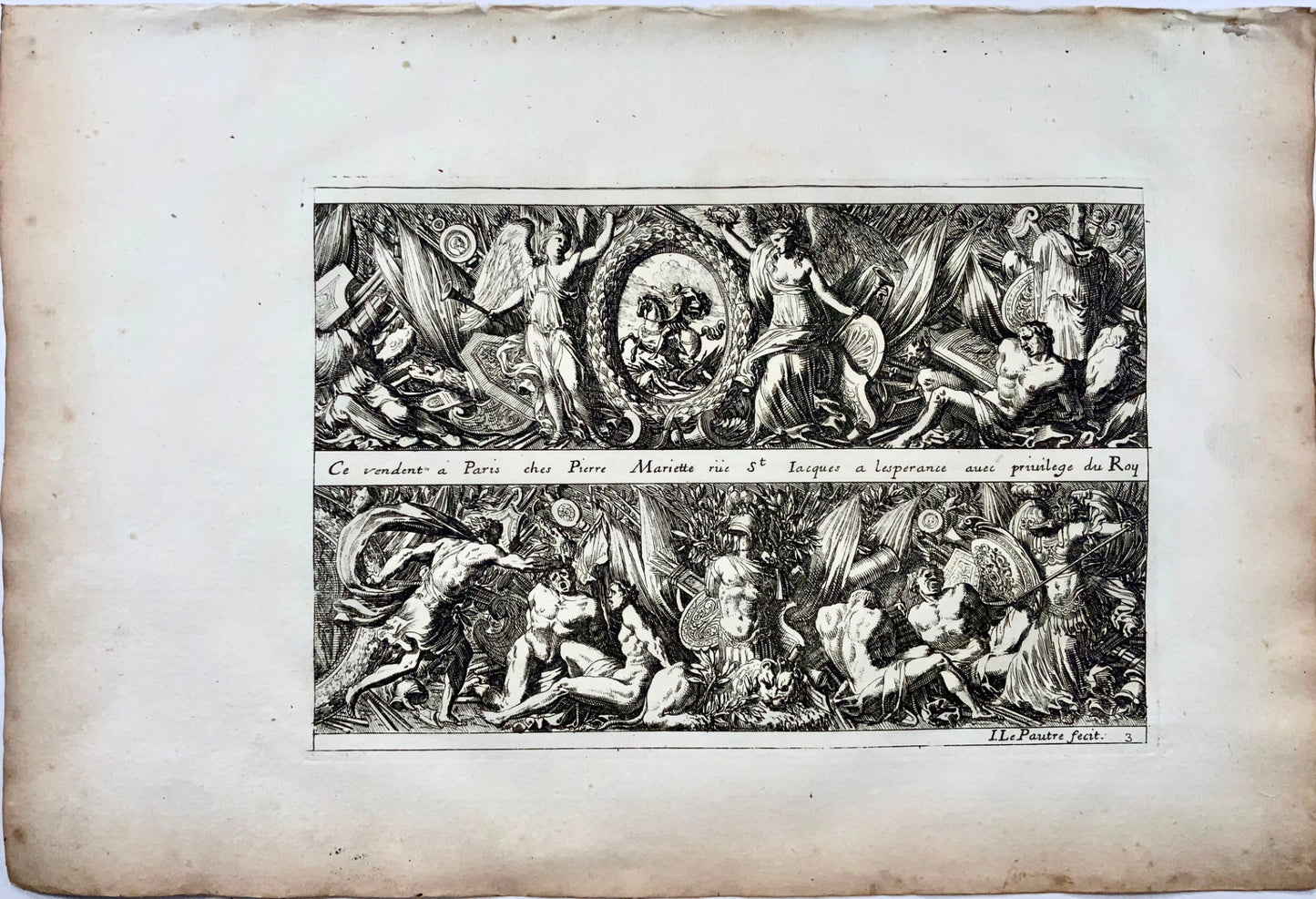 1660 [1751] Baroque Frieze, Jean Le Pautre, folio, etching, ornament