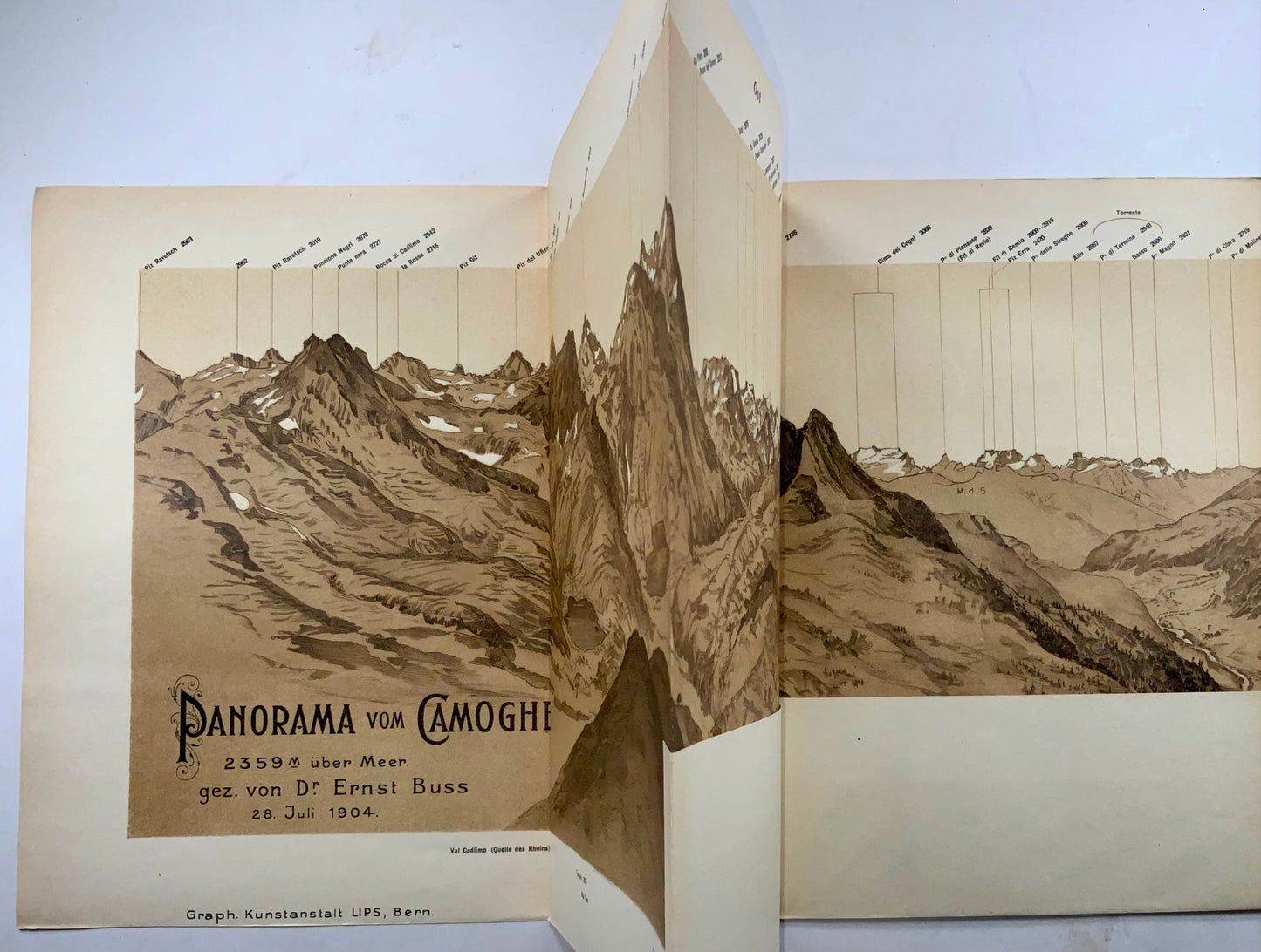 1891 Panorama of Graubünden & Ticino alps, 211 cm, Switzerland