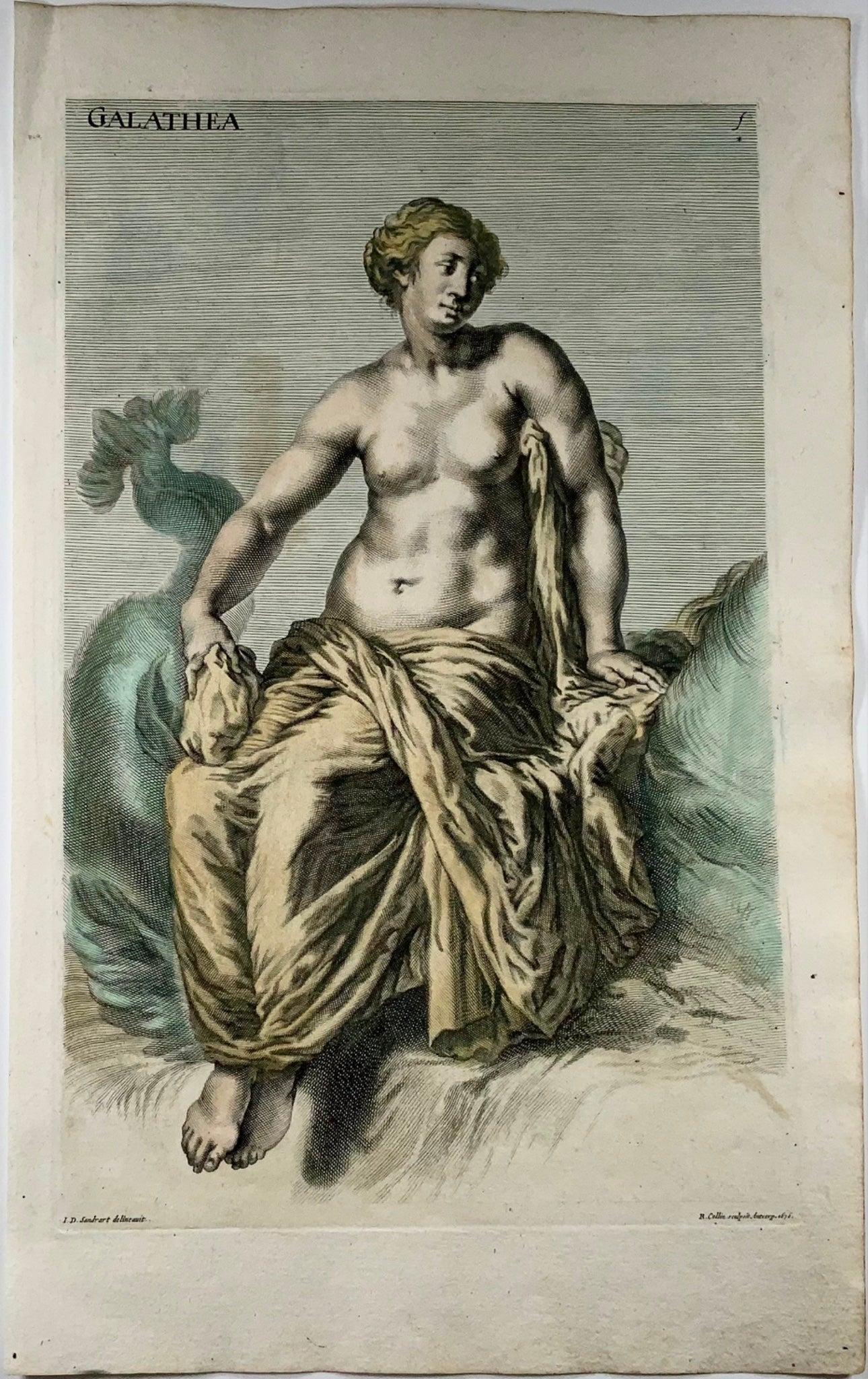 1676 J.J. Sandrart, Collin, Mythology, Sea Nymph Galatea