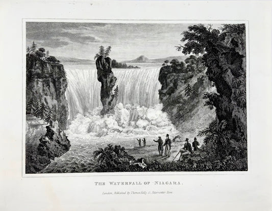 1829 Thomas Kelly - Cascata del Niagara - Fine incisione su rame - Viaggio