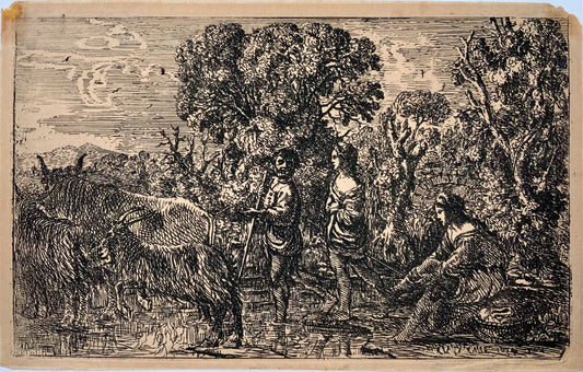 1643 Claude Lorrain, Il Ford, Primo Stato, Acquaforte antica, genere