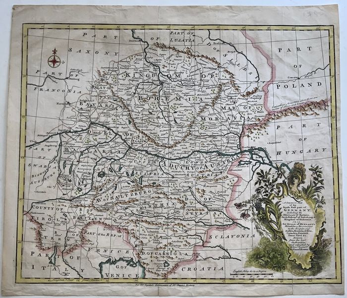 1730c GERMANY Bavaria, Salzburg, Bohemia - 44 cm map with cartouche