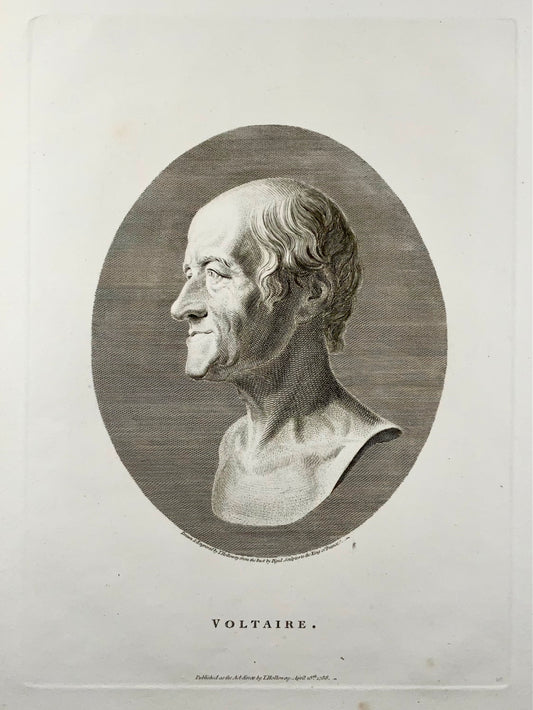 1778 VOLTAIRE bel ritratto inciso in folio di Thomas Holloway