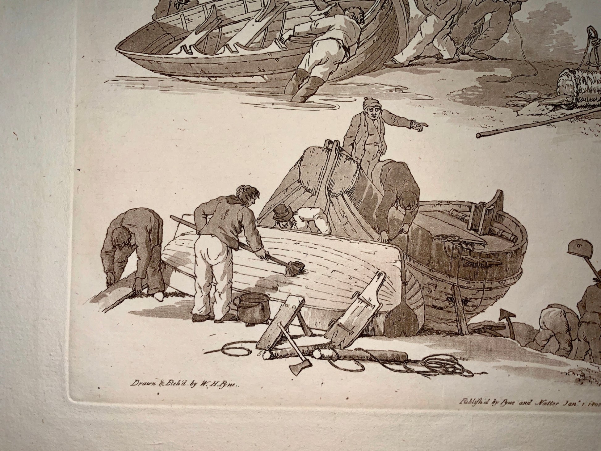 Sea Fishing - Sport - Aquatint by William Henry Pyne published in 1802