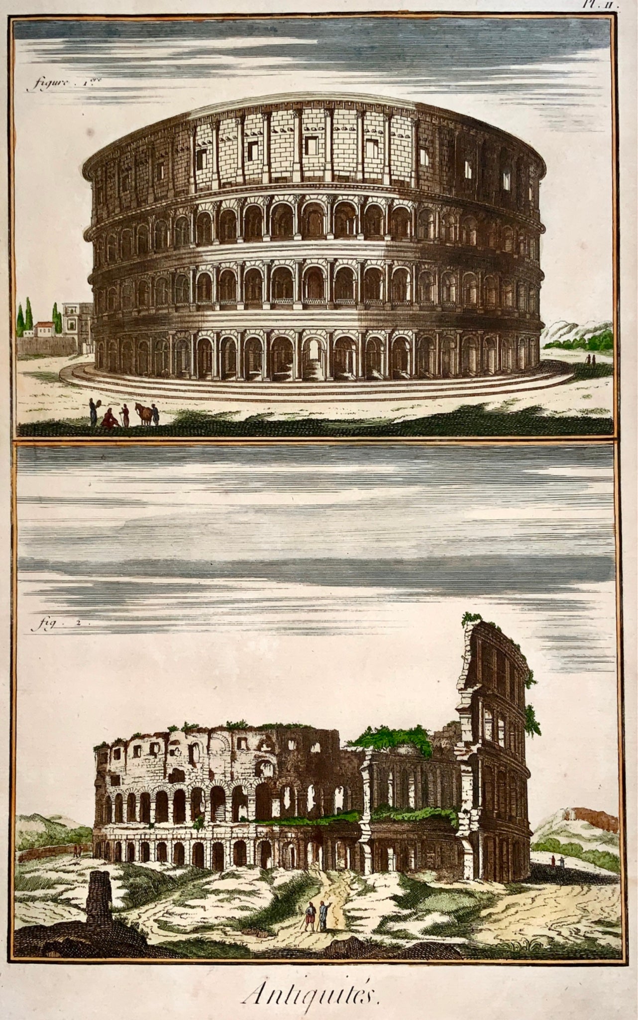1777 Diderot - Italy: Rome, The Flavian COLOSSEUM copper engraving - Tall folio - Classical Art
