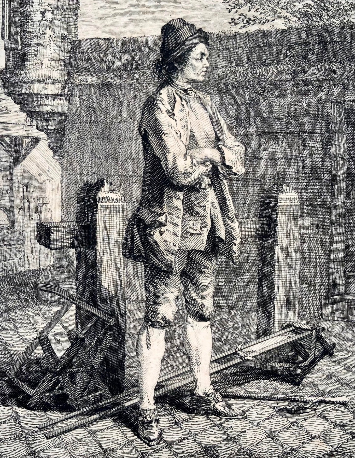 1768 Saint-Aubin, Carpenter, trade, etching, Les Commissionnaires ultramontains