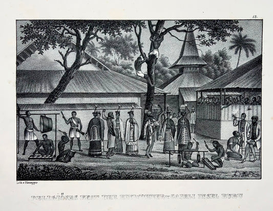 1830 Nativi dell'Indonesia, isole del Pacifico, Adam, litografia su pietra in folio