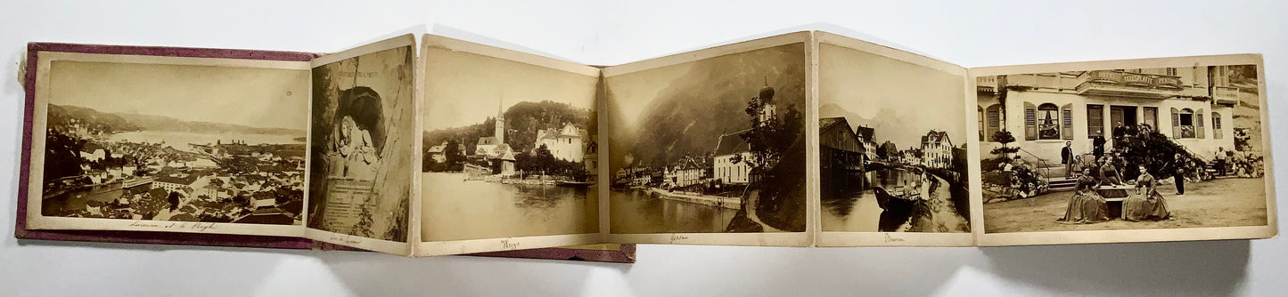 1860s Lake Lucerne, Souvenir Album, 10 very early albumen photos, Switzerland
