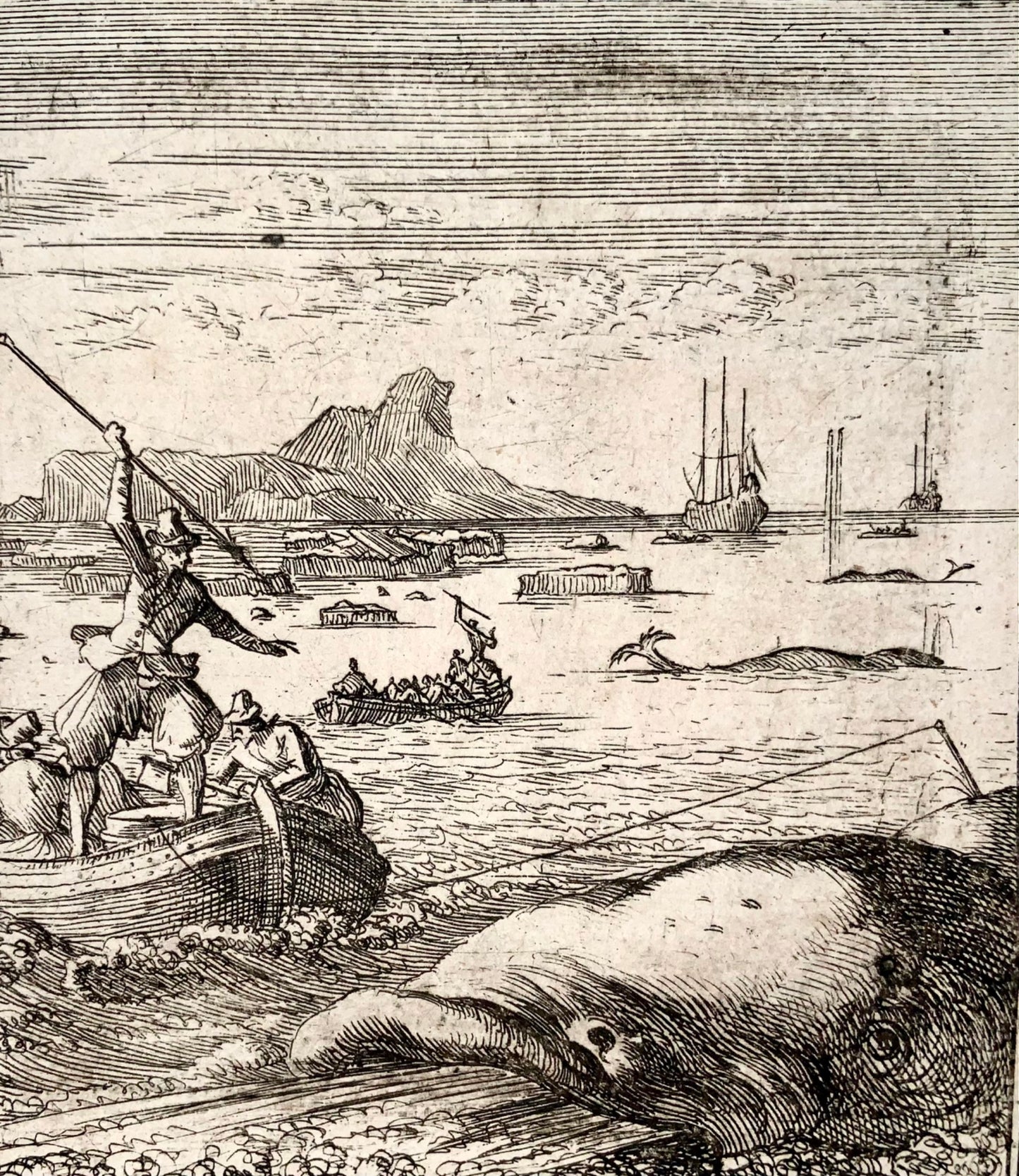 1711 Caspar Luyken, Whaling, “Der Walfisch Fang”, copper engraving, agriculture