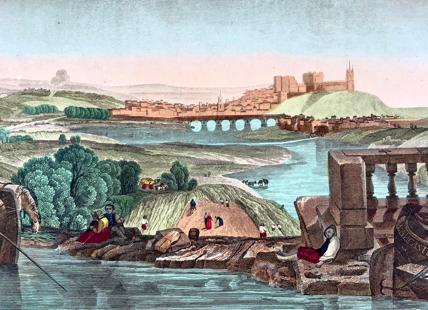 1825 Lancaster England, French Vue d’optique after JMW Turner, large folio, topography