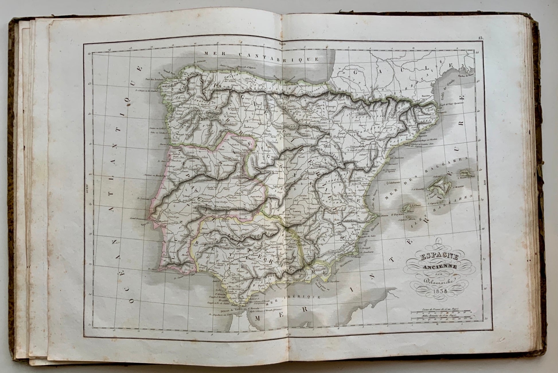 1846 folio Delamarche Atlas of the World - 37 double page and hand coloured map