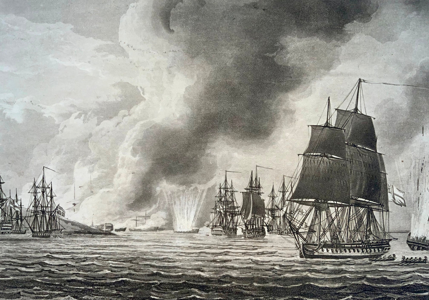 1820 Sutherland, Dardanelles Operation, Turkish Naval Fleet, maritime engraving