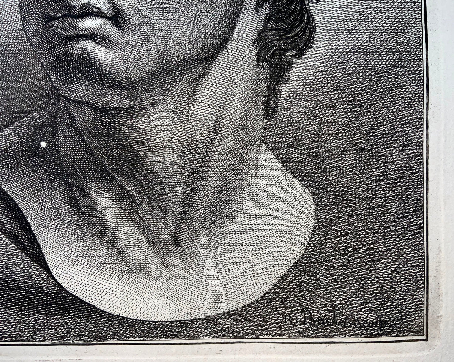 1780 Bruto, grande studio fisiognomico inciso da Robert Brichel, ritratto