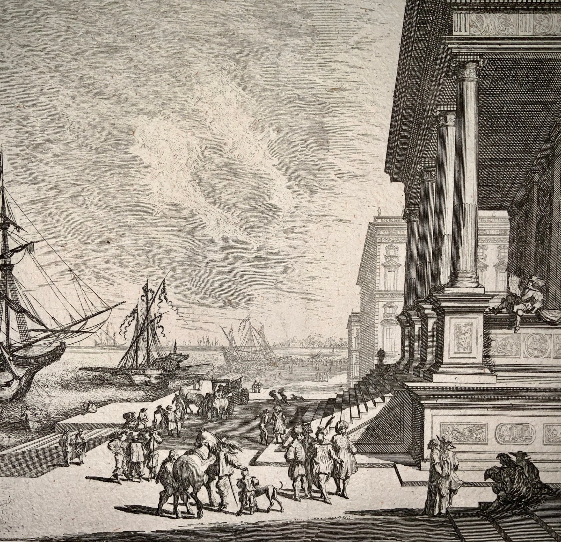 1670 Melchior Küsell after Wilhelm Baur - Arrival in Naples, Palace Italy