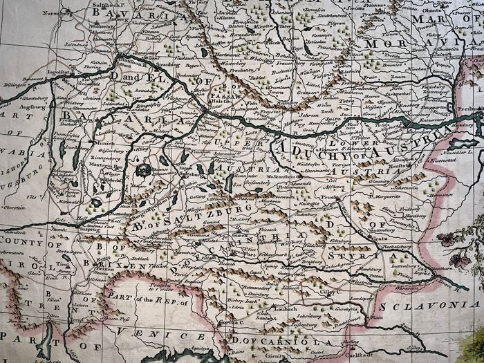1730c GERMANY Bavaria, Salzburg, Bohemia - 44 cm map with cartouche