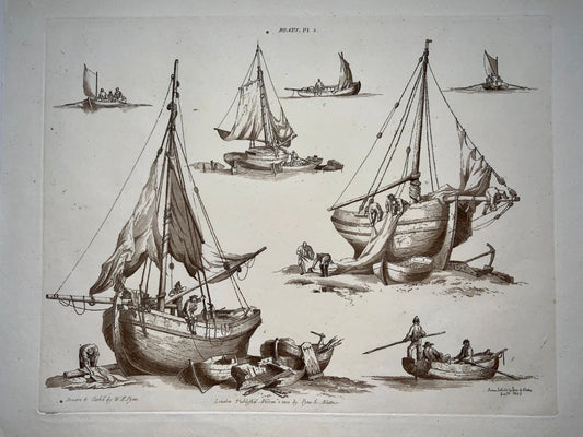 Sea Fishing - Aquatint by William Henry Pyne published in 1802