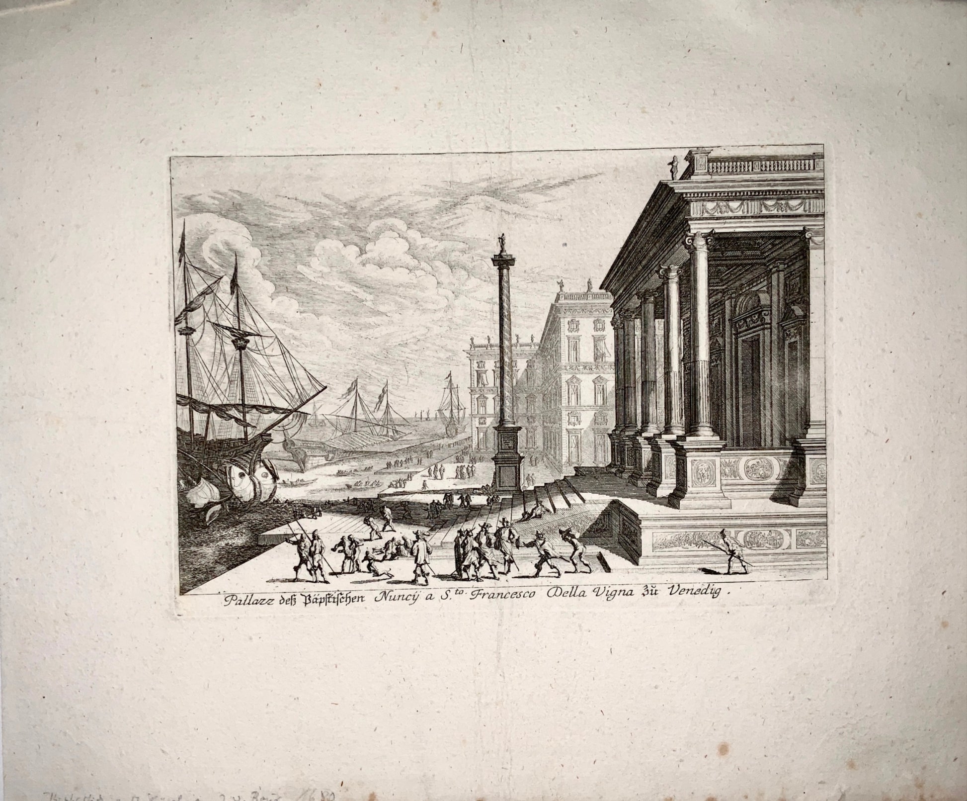 1670 Melchior Küsell after Wilhelm Baur - Palazzo della Nunziatura Venice Italy - Classical Architecture