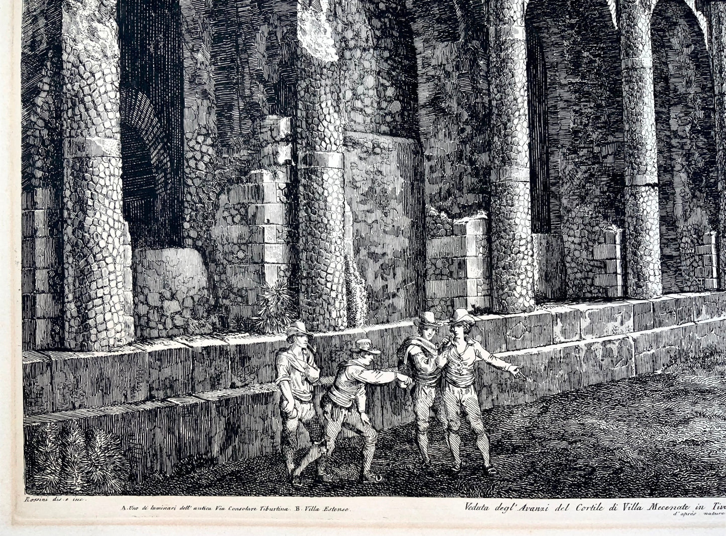 1824 Luigi Rossini, Villa Mecenate, Tivoli, Rome, 52x64 cm, copper engraving