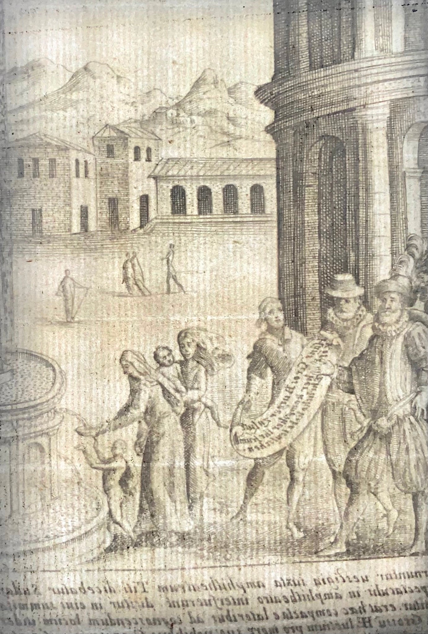 1624 Lauro, Meta Sudans, near Colosseum, Rome Italy, Copper engraving