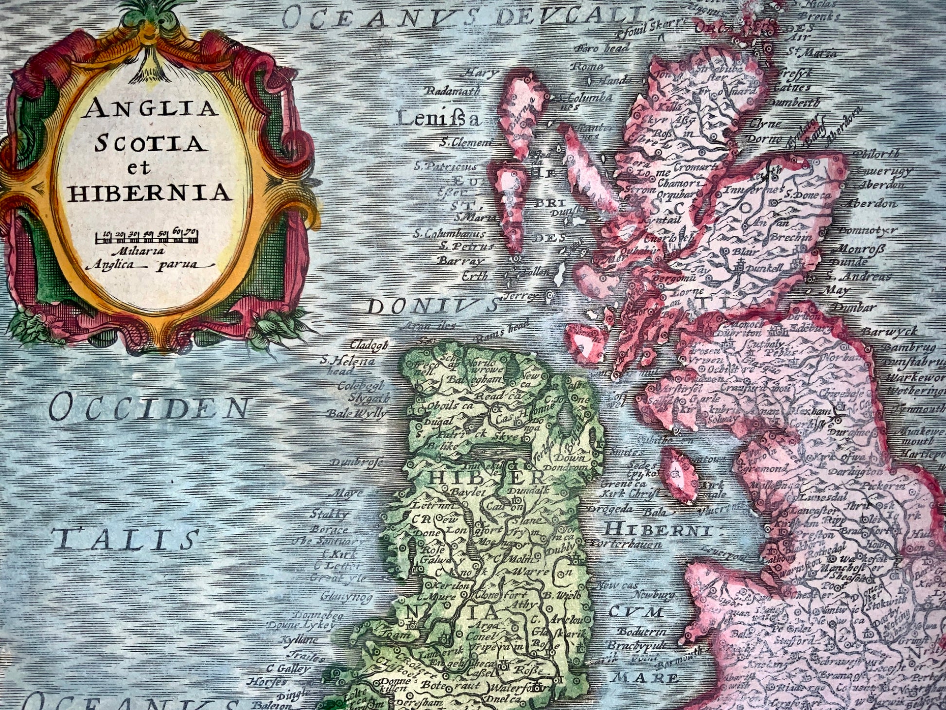 1632 Mercator/Cloppenburgh: "Anglia Scotia et Hibernia" hand coloured map