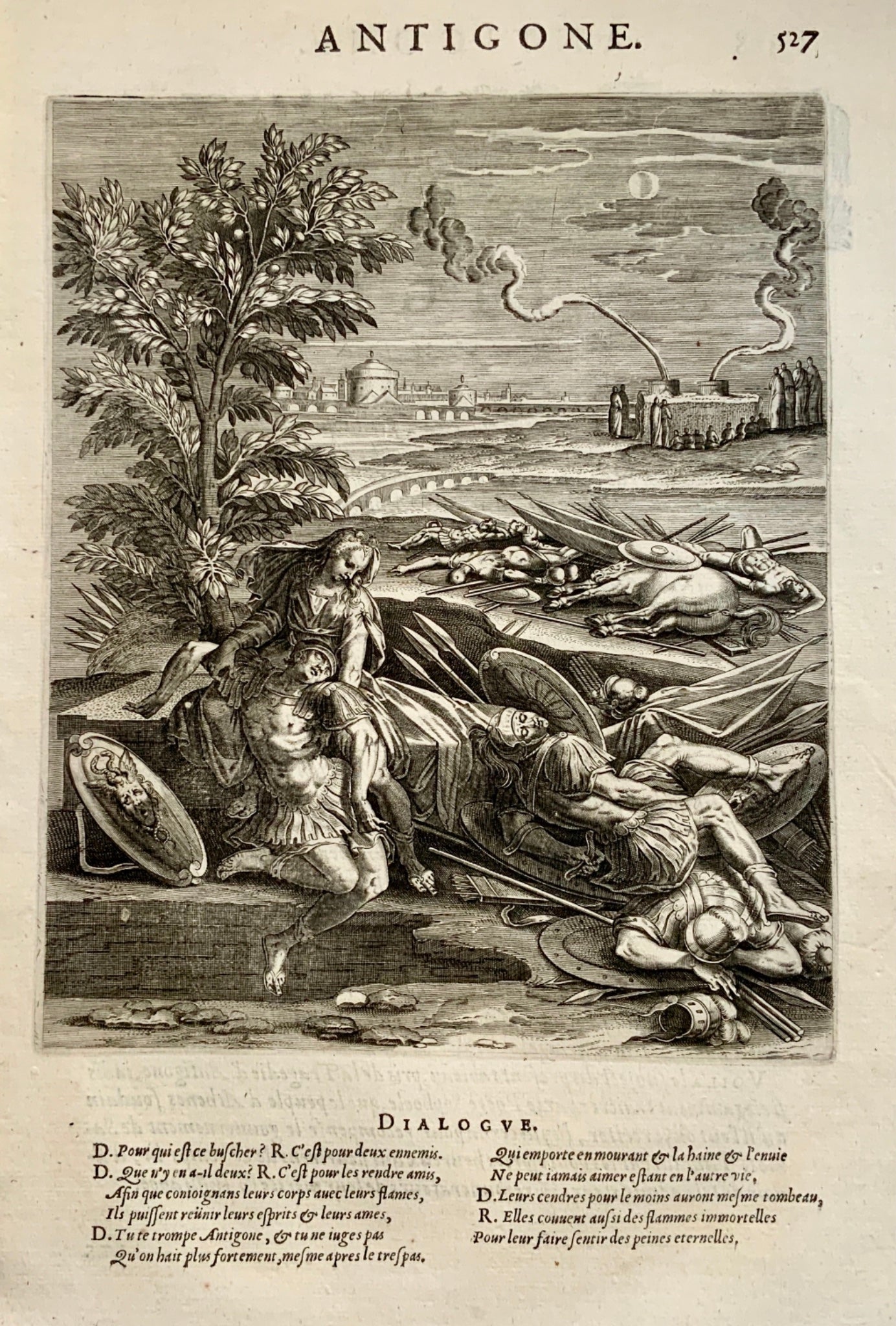 Antoine Caron (1521–1599); Folio - Antigone, the daughter of Oedipus - 1615 - Mythology