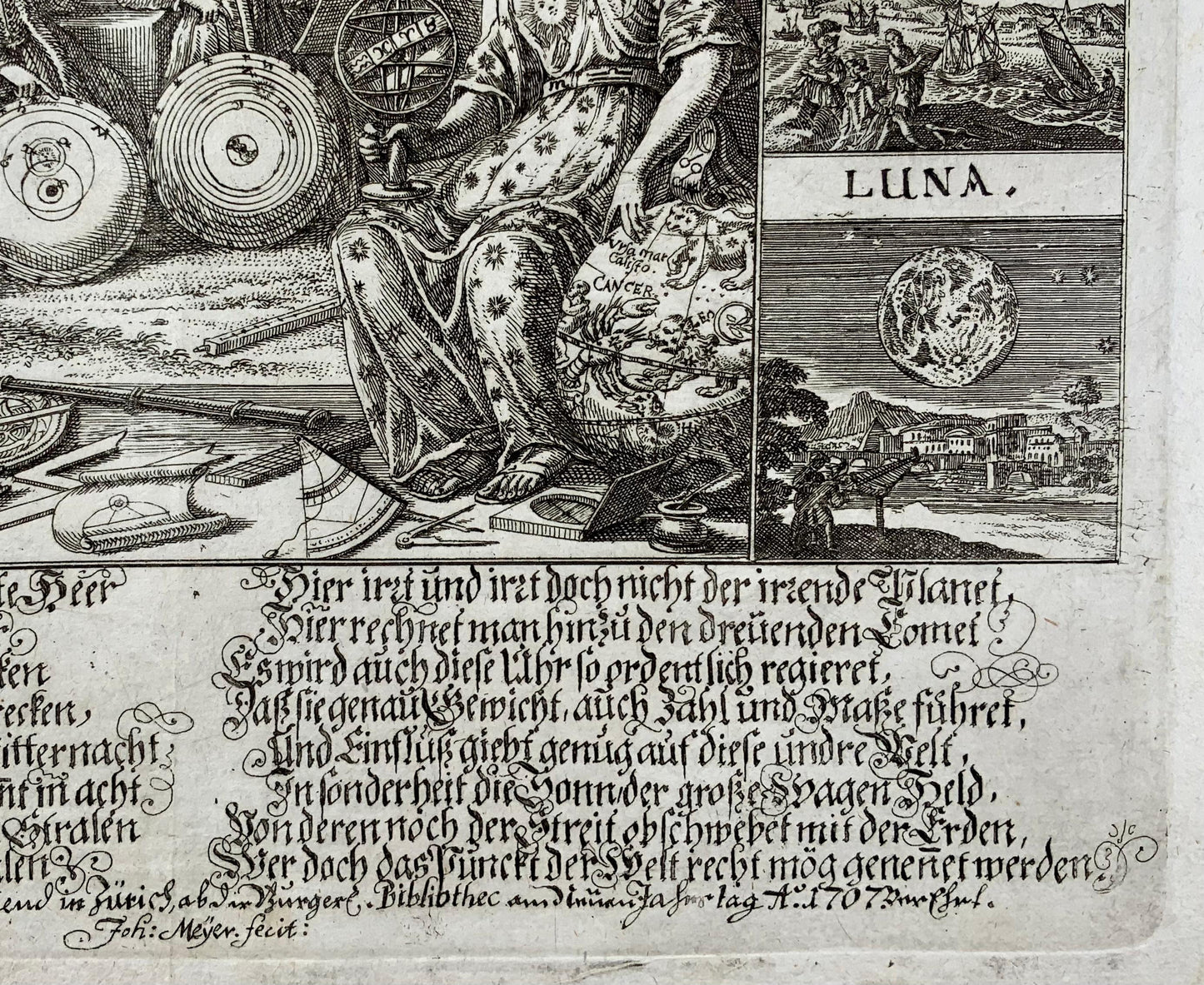 1707 Broadside, Joh. Meyer, Astronomia. Die Gestirn Kunst [Astronomy], folio