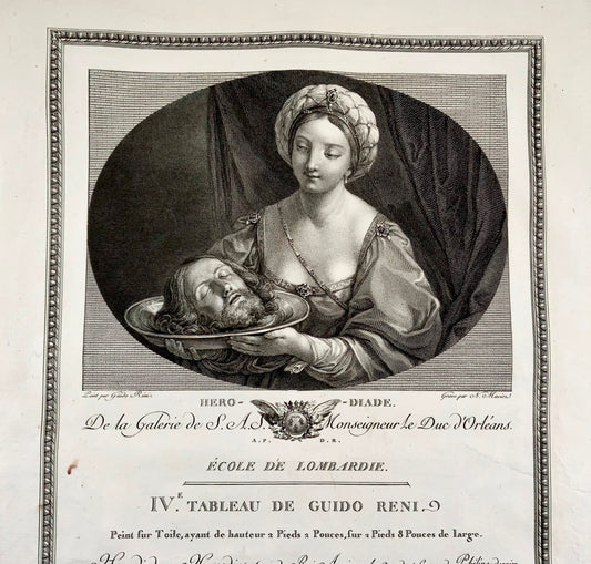 1786 Guido Redi del. Maviez, Erodiade, Giovanni Battista, incisione magistrale di 53 cm