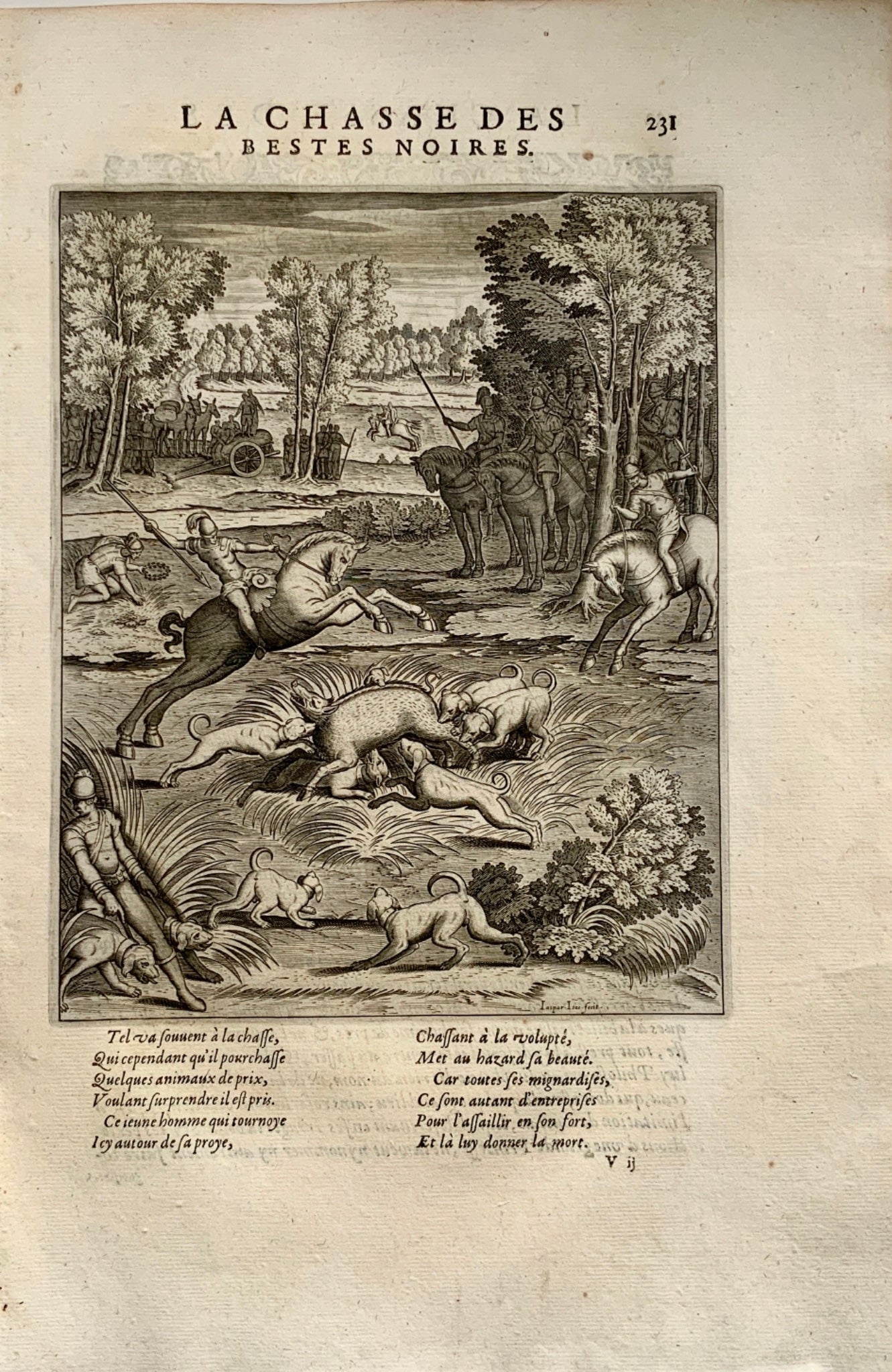 Antoine Caron (1521–1599); Jasper Isaacs - Folio - Chasse des Bestes - 1615 - Mythology