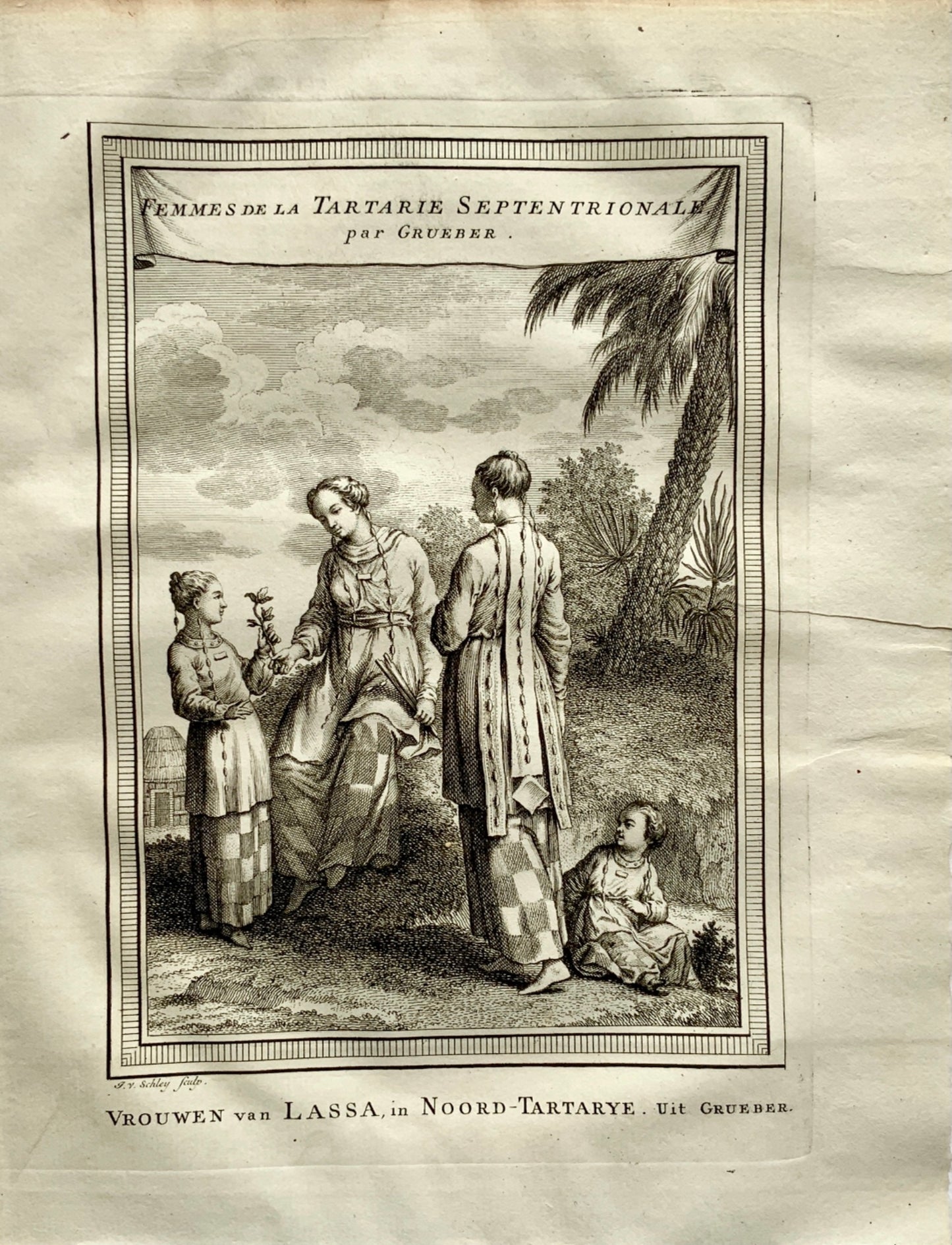 1772 Schley - Woman of Tibet “Femmes de la Tartarie” engraving - Travel