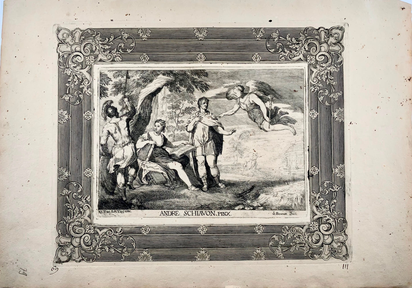 1728 Enea si congeda da Didone, da Andrea Schiavone di Prenner, folio, incisione magistrale