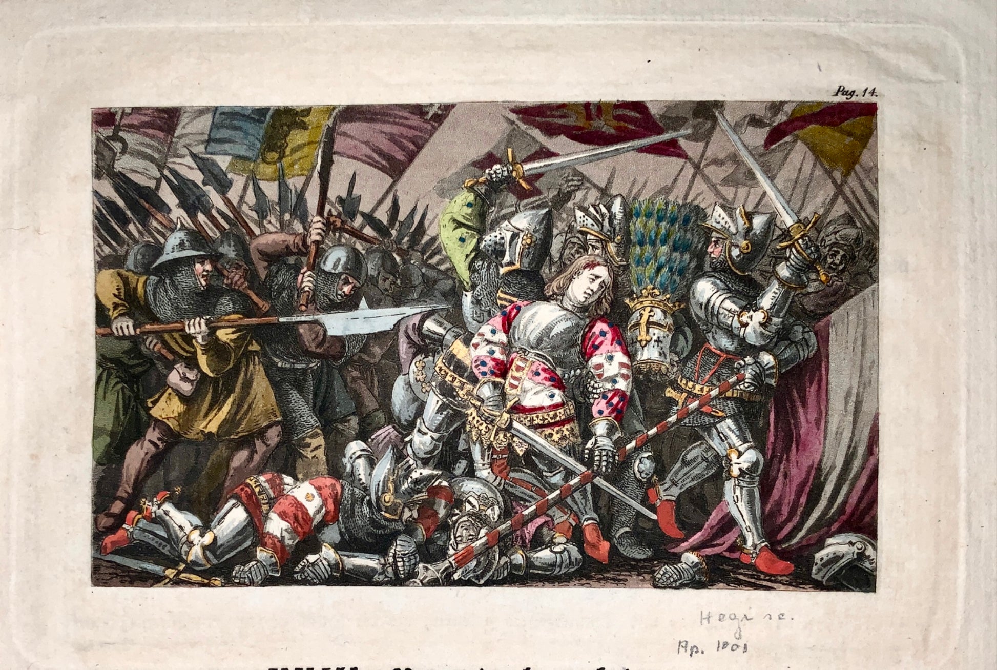 1829 The BATTLE of SEMPACH [1386] with Plan and hand coloured vignette - Book