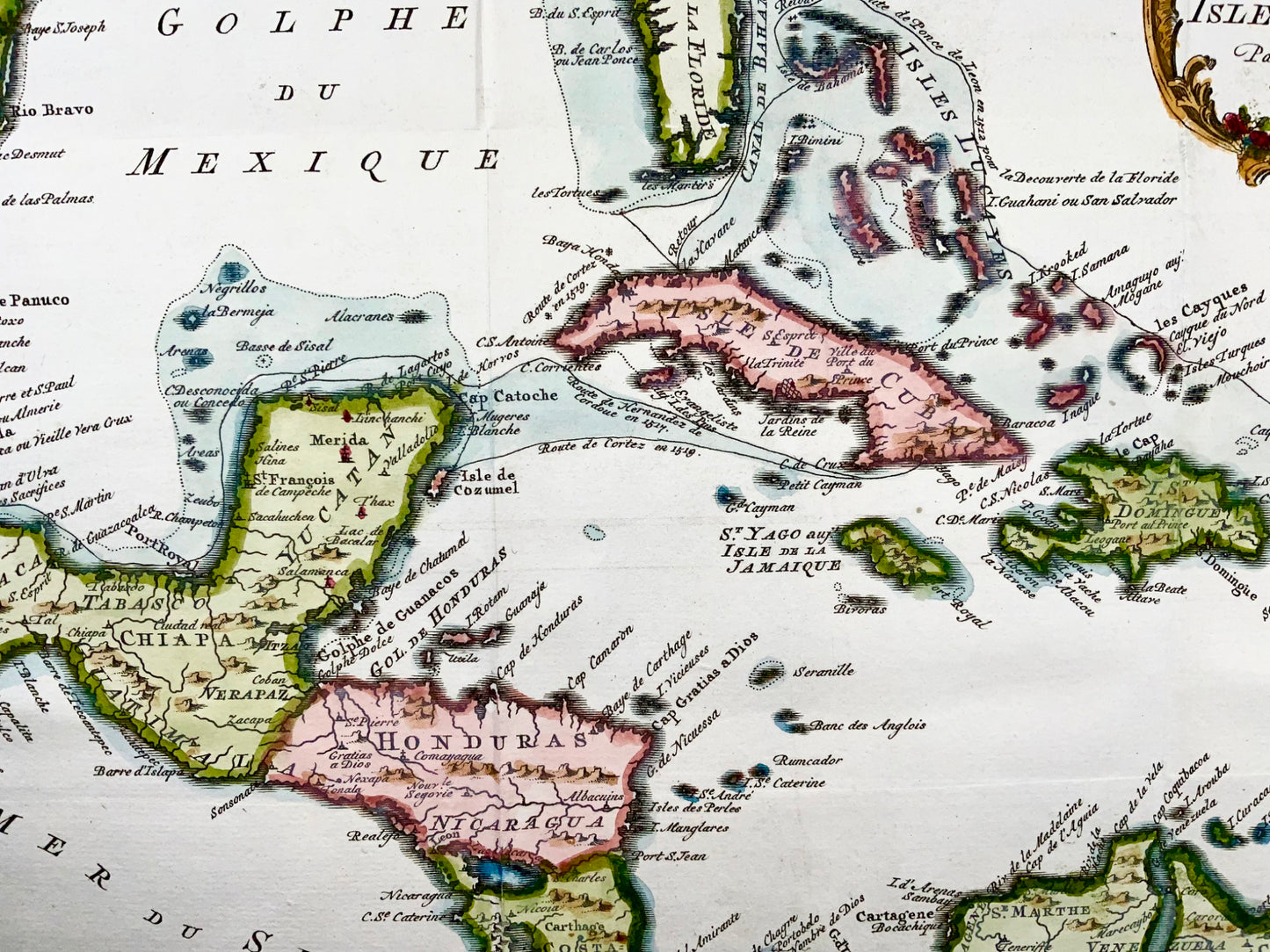 1754 Bellin, Schley, Florida, Louisiana, The Caribbean, Mexico large map