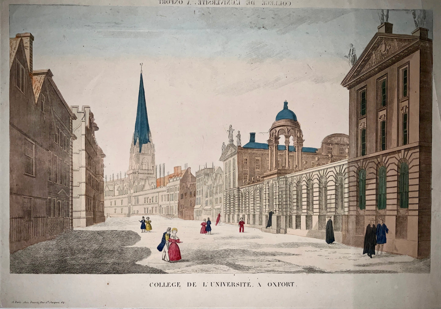 1795 c OXFORD: Vue d’Optique - The High Street - Queen’s College French Edn