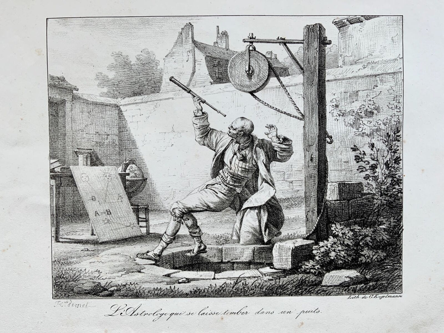 1818 Astronome, Vernet (b1758), Engelmann, incunable de lithographie, folio
