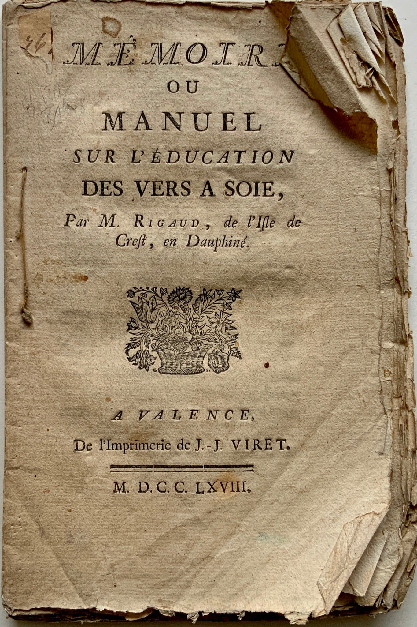 1768 SILKWORMS Rigaud (M.) Sur l'éducation des vers à soie - Natural History - Book
